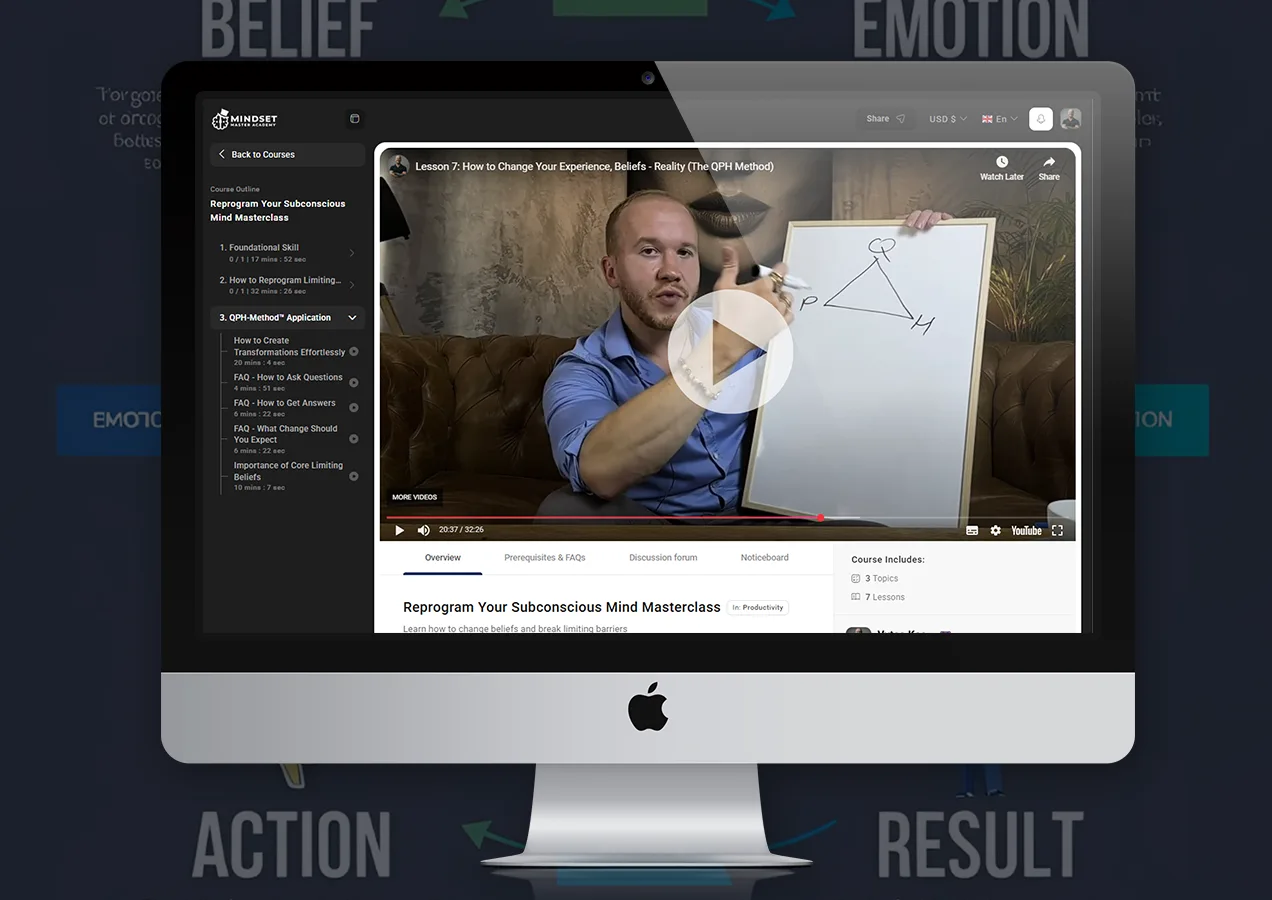 mindset master academy 1 masterclass course belief change reprogram subconscious minds